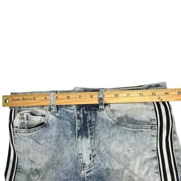 Claudia Rabelo Jeans Womens 28 Acid Distressed Straight Leg Denim Side Stripes - Picture 10 of 15
